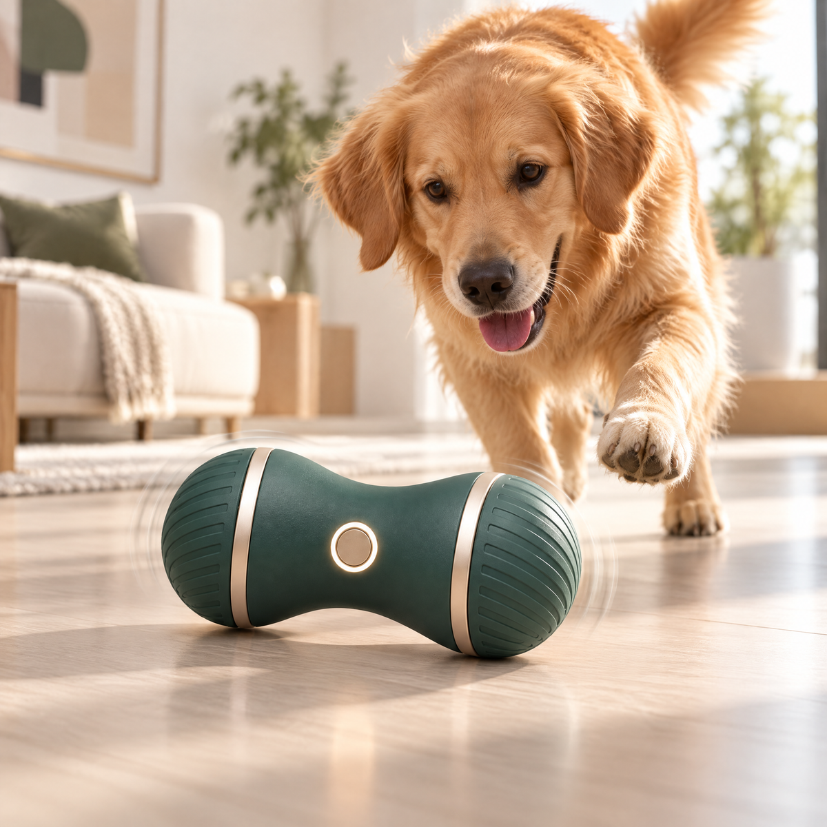 Hartvenix⢠Interactive Dumbbell Chew Toy in-use product photograph